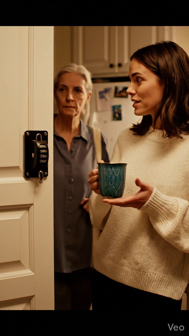 Quand je suis rentré un soir froid d'octobre, il y avait une combinaison noire verrouillée à la porte du garde-manger dans ma propre cuisine. Ma belle-fille se tenait là dans des leggings et un chandail à la crème douce, sirotant du thé à la menthe poivrée de mon mug bleu bordé comme si rien n'était mal du tout. Elle sourit, s'inclina la tête, et l'appela « un espace partagé ». Nouvelles