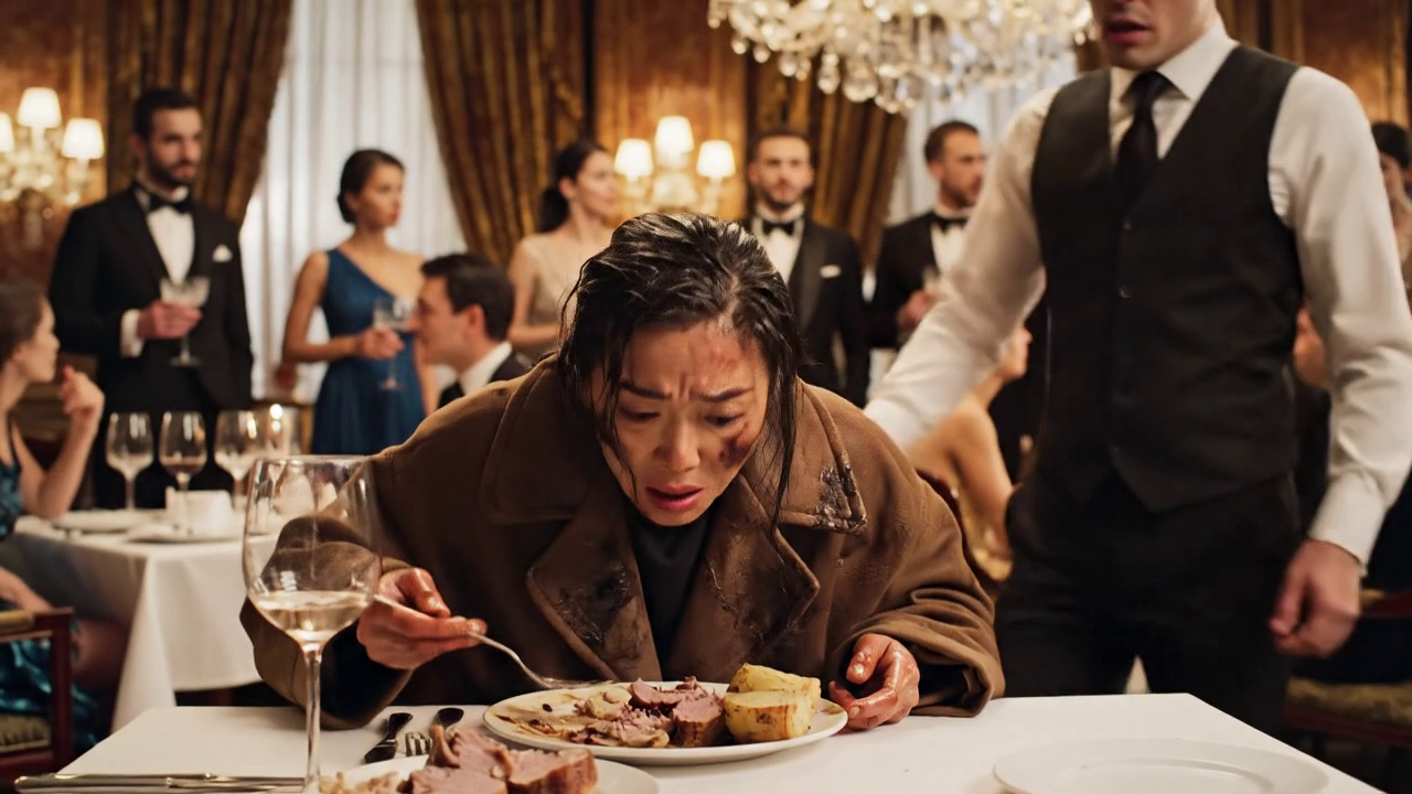 Une femme sans abri est entrée dans un restaurant de luxe pour manger d'autres restes de gens et les invités l'ont regardée avec mépris et ont exigé que la police soit appelée