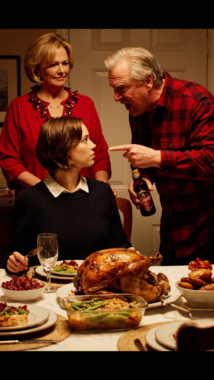 Au dîner de Thanksgiving, mon père m'a appelé une poire, a jeté mon étoile de bronze dans la boue, et m'a dit de sortir de sa maison parce que je ne donnerais pas plus de cinq mille dollars pour sa barque de rêve, mais la partie qui l'a brisé n'était pas le sourire sur mon visage quand il a crié que c'était ce que j'ai fait tranquillement avant le lever du soleil, parce que le lendemain matin, il était à ma porte, face rouge et frapper comme un homme qui venait de réaliser que sa fille la plus forte était celle qui gardait toute sa vie en marche News