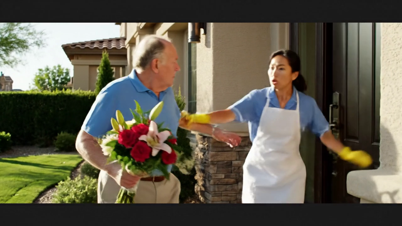 Ma femme s'est envolée pour Phoenix pour aider notre fils à emménager dans sa nouvelle maison, je suis descendue de façon inattendue avec un bouquet de fleurs avant même que je puisse toucher la poignée de porte, la gouvernante du voisin s'est précipitée en criant : « N'ouvrez pas la porte ! » 10 minutes plus tard, une sirène d'ambulance s'est évanouie devant cette maison... et j'ai réalisé que les quatre jours de silence de ma femme n'étaient pas une mince affaire. Nouvelles