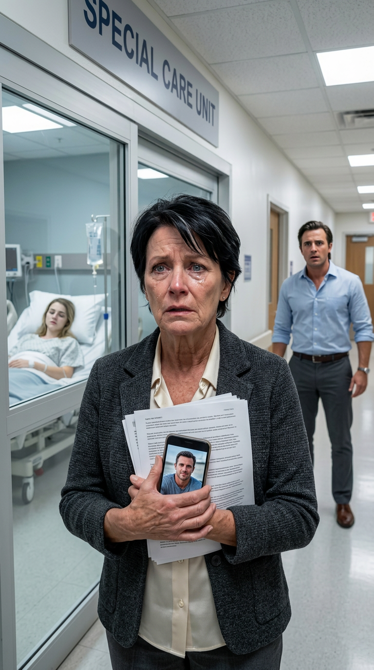 Je suis rentré tôt, pas d'avertissement juste ma valise et un cœur plein d'espoir. Puis je l'ai vue ma fille, pâle et immobile derrière le verre de l'unité de soins spéciaux. Mon souffle s'est brisé. Maman... je suis si fatiguée, elle chuchotait, à peine audible. J'ai ouvert mon téléphone là, il était, mon beau-fils, souriant sur un yacht de luxe à côté d'une autre femme. Je me penchai près de ma fille et dis : 