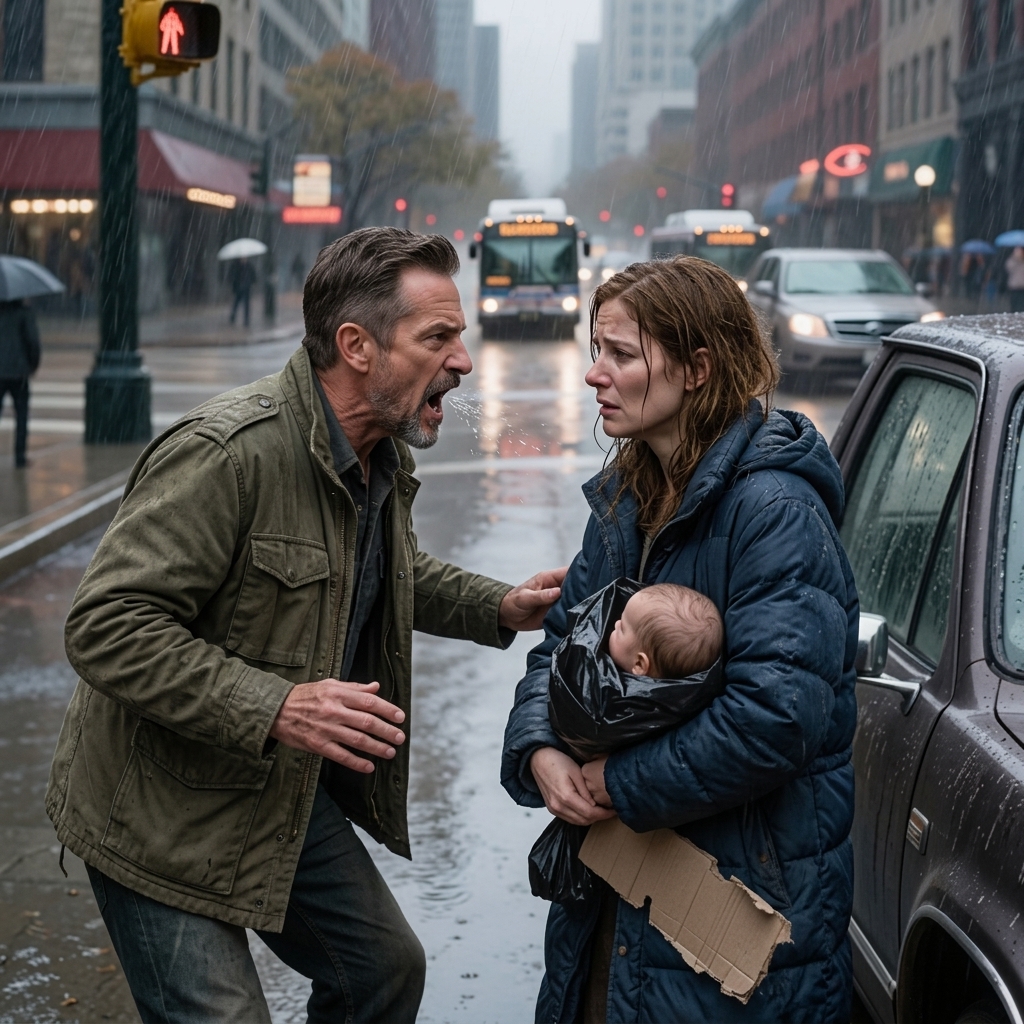 J'ai claqué mon camion dans un parc au milieu d'un virage de Seattle quand j'ai vu ma fille mendier sous la pluie verglaçante avec un bébé enveloppé dans des sacs poubelles. Elle devait être en sécurité dans un condo Bellevue avec son puissant mari. Mais quand j'ai couru vers elle, en l'air et en tremblant, elle a chuchoté, papa, non tu dois partir. Ils regardent. Nouvelles