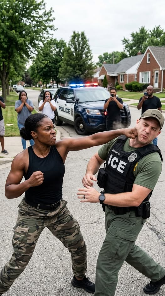 Les agents d'ICE ciblent la femme noire s'est ébranlée quand elle se bat, elle est Delta Force