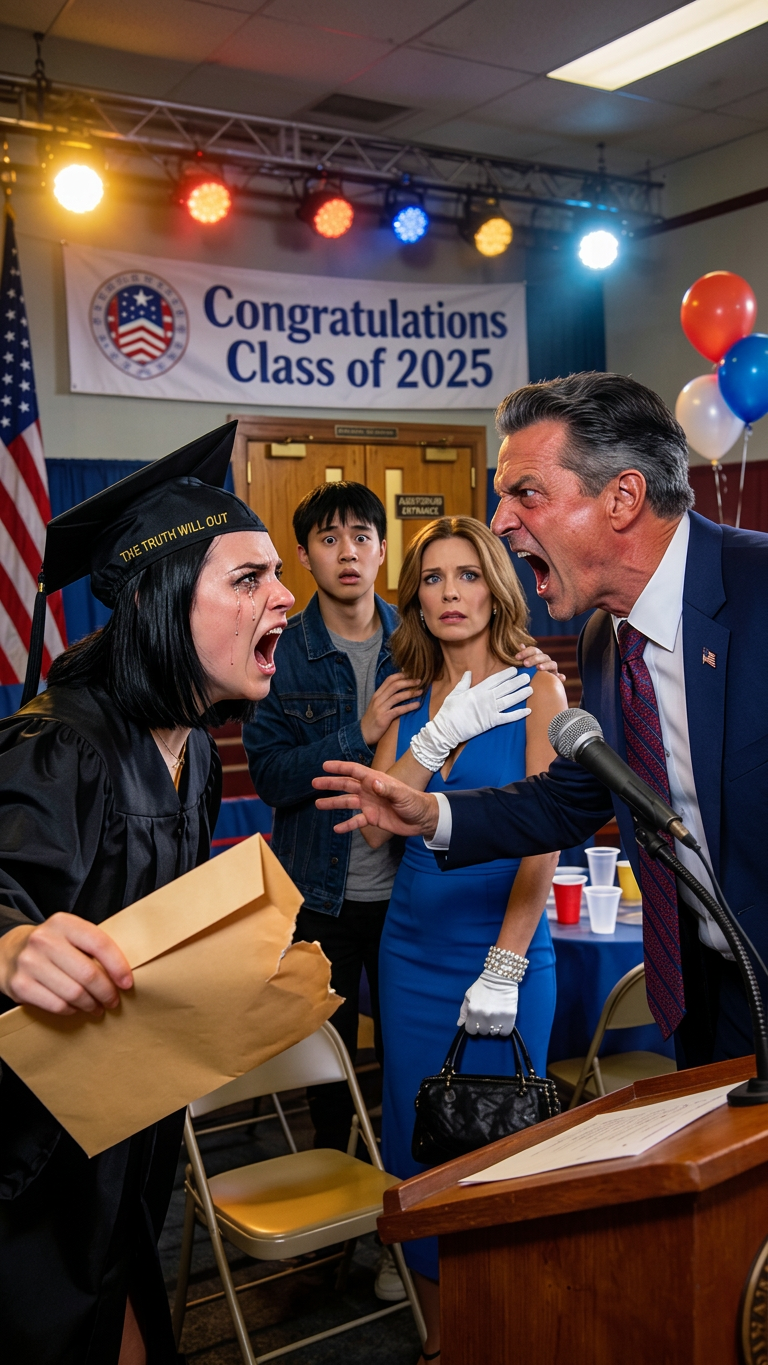 À ma graduation, mon père a annoncé qu'il me coupait, vous n'êtes pas ma vraie fille de toute façon. J'ai souri, je suis allé au podium, et j'ai dit, 