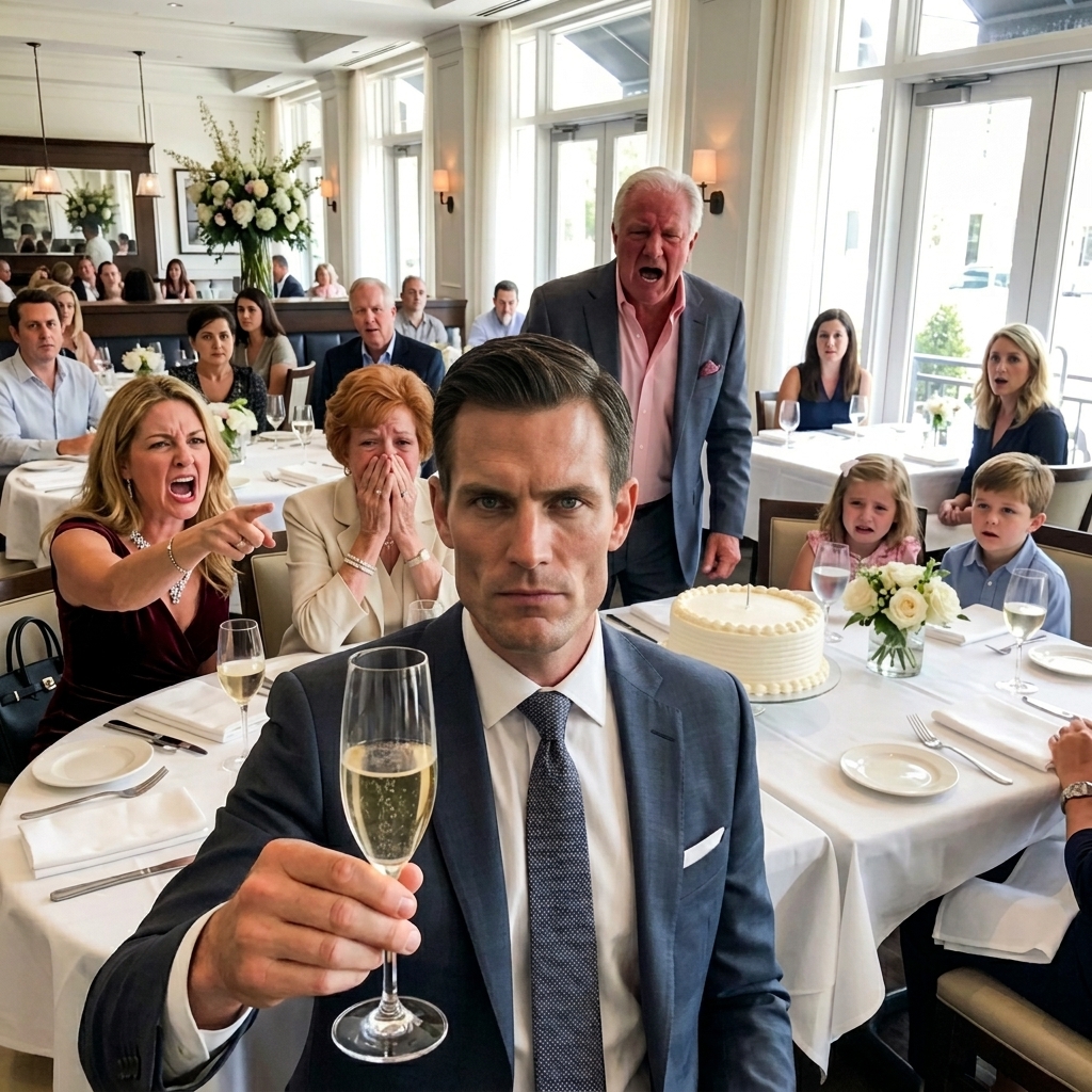 Ils ont assis mes enfants à l'arrière pendant l'anniversaire de son père, après que j'ai volé tout le monde et payé pour l'hôtel. Sa sœur s'est moquée de vos enfants. Sa mère a hurlé. J'ai levé mon verre et dit, 20 secondes. À 5 ans, son frère a couvert sa bouche. À 10 ans, son père se tenait debout. A 20 ans, sa mère chuchotait, c'est vrai ? Nouveau jour