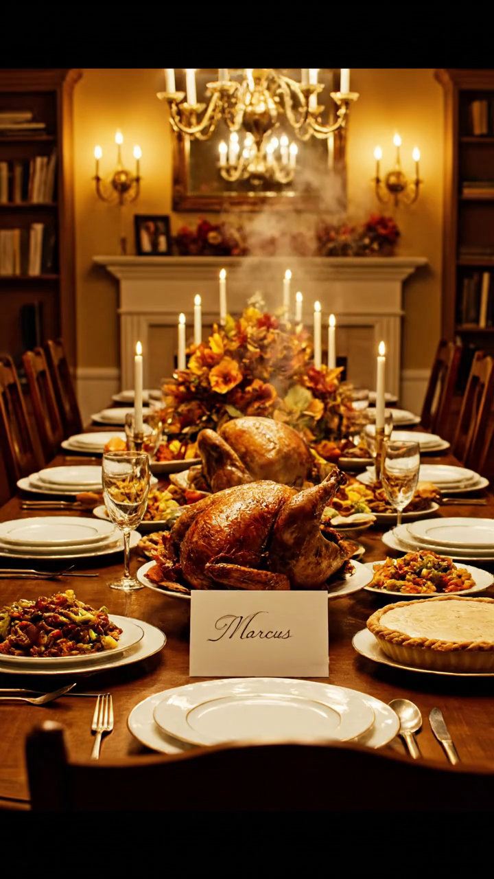 J'ai mis une table d'action de grâces pour 15, j'ai écrit chaque carte de nom, et j'ai attendu toute la nuit dans ma vieille maison... Mais quand le dîner est arrivé, tous les 4 de mes enfants sont revenus à la fois, et le lendemain matin ils étaient debout ensemble dans la pluie dehors de ma porte Nouvelles