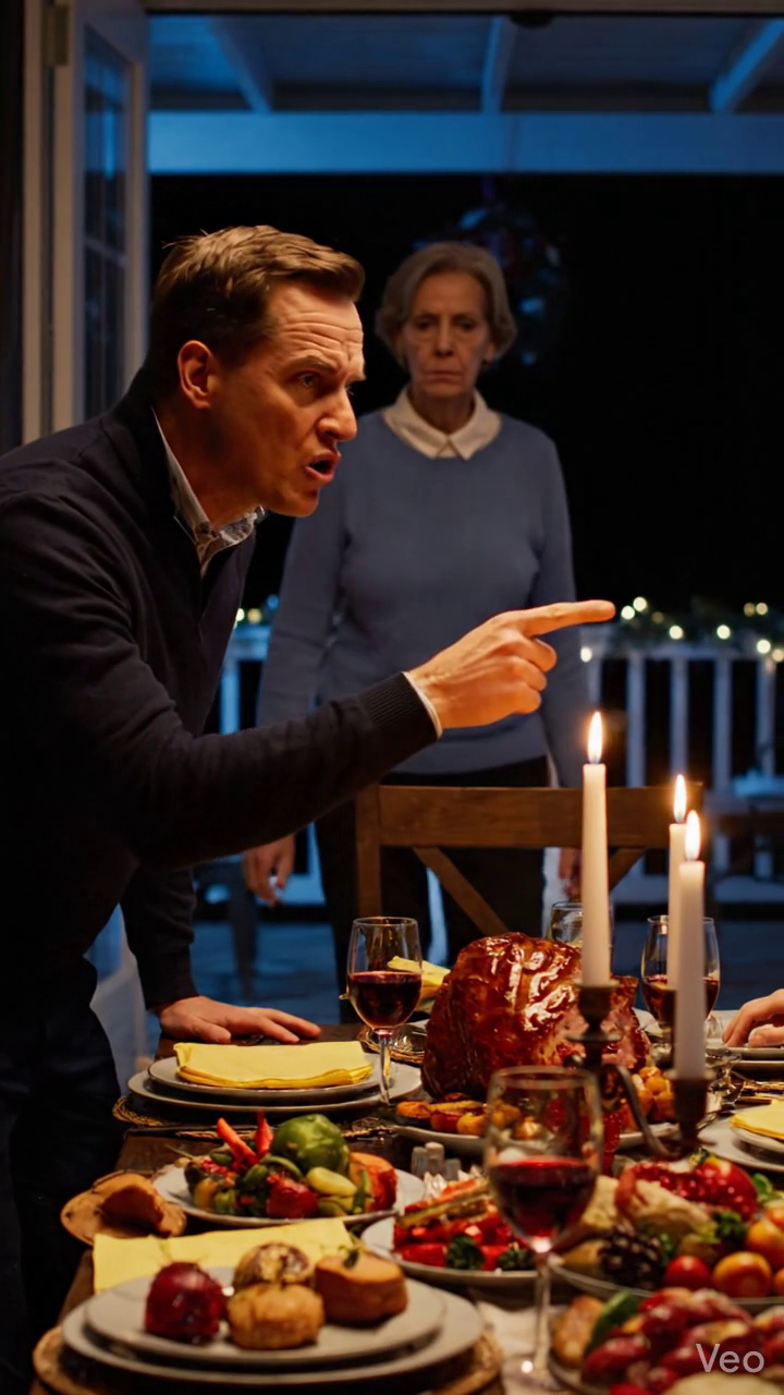 Au milieu du dîner de Noël, mon fils se leva, pointa à la porte, et dit : 