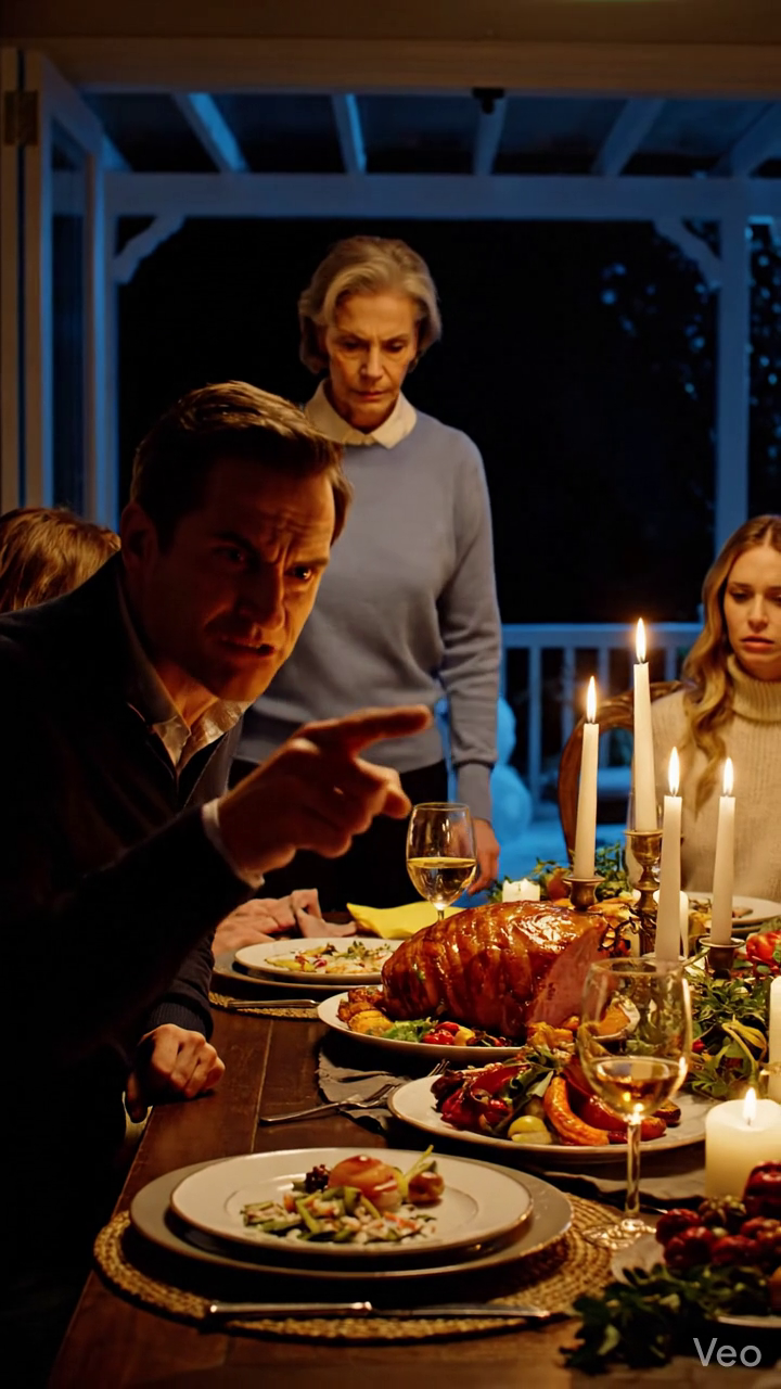Au milieu du dîner de Noël, mon fils se leva, pointa à la porte, et dit : 