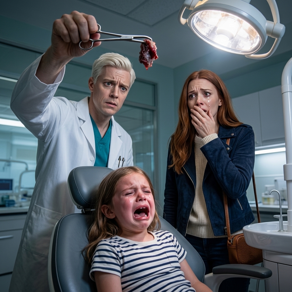 Ma fille n'arrêtait pas de se plaindre que sa dent ait mal, alors je l'ai emmenée chez le dentiste. Au milieu de l'examen, le dentiste est entré avec une paire de pinces et a sorti quelque chose de ses gencives. Puis il s'est arrêté. Ce n'est pas n'importe quel appareil dentaire, a-t-il dit. Une seconde plus tard, il a placé quelque chose dans ma main qui n'aurait jamais dû être trouvé dans la bouche d'un enfant. Histoire