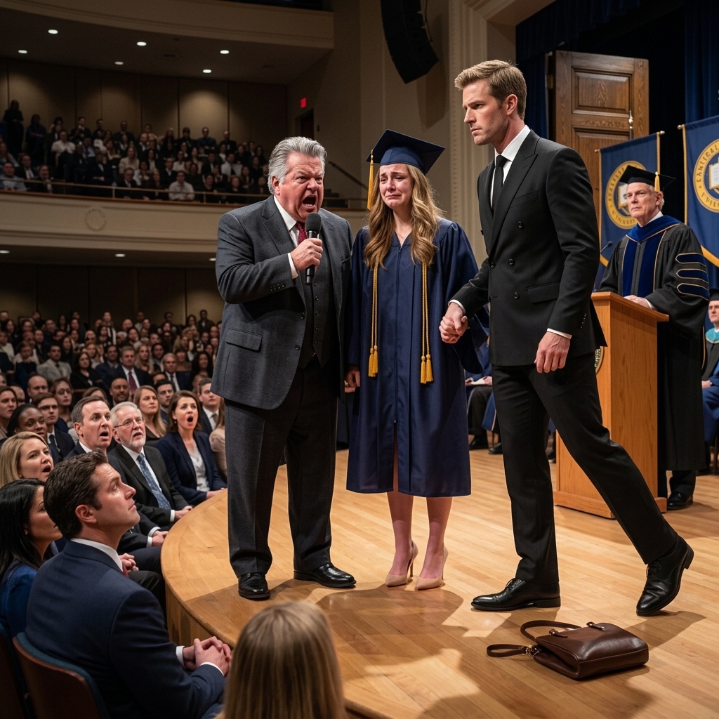C'est toi qui embrases cette famille ! Mon oncle s'est shoué à mon diplôme pour nettoyer les toilettes à payer pour l'école puis mon mari a marché sur scène et tout le monde est allé silencieux Royals