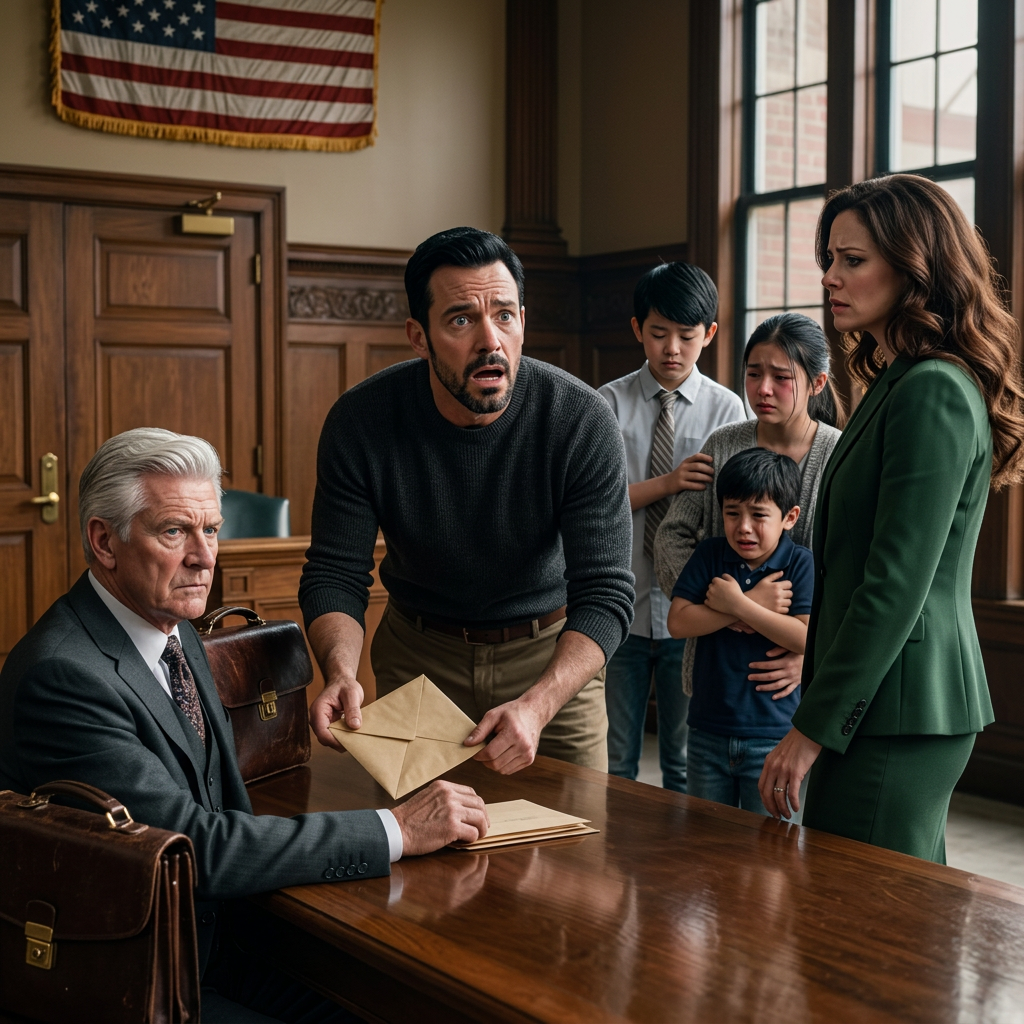 Douze ans après que ma sœur a laissé quatre enfants sur mon porche dans une tempête de montagne avec rien d'autre qu'un sac de couches et les mots, - Juste une heure, , , , elle est entrée dans un tribunal d'Asheville en talons, m'a appelé un kidnappeur, et a demandé les enfants, la maison, et la vie que j'ai construit, mais quand le juge a ouvert la vieille enveloppe de manila que j'avais caché toutes ces années, il a levé les yeux et a demandé, , Est-ce qu'ils savent à propos de cela? Nouvelles