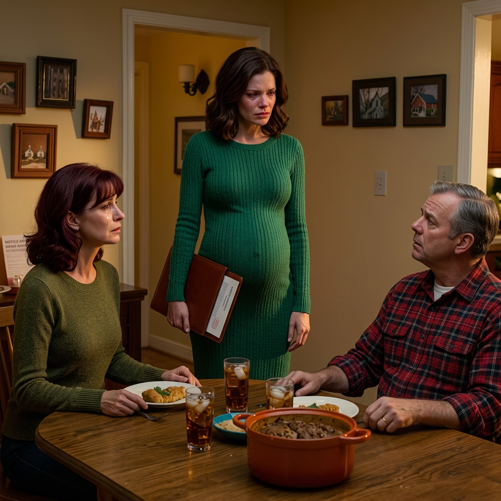 Au premier dîner familial après mon retour de la faculté de droit, j'ai montré que j'attendais une conversation difficile. Avant que je puisse dire une parole, mon père a élevé sa voix et a dit que je n'étais plus la bienvenue là-bas, et ma mère m'a dit que j'avais choisi la mauvaise voie. Je suis parti avec une valise et mon diplôme de droit dans ma main. Une semaine plus tard, ils ont appris qui était le bébé. Tout a changé, et ils voulaient faire les bonnes nouvelles