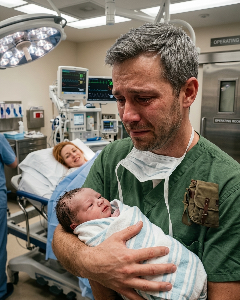 Elle a donné naissance seule mais quelques instants plus tard le docteur a vu quelque chose qui l'a fait rompre