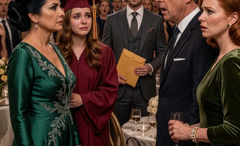 Lors du dîner de remise des diplômes de notre fille, mon mari a levé son verre et a dit : “J’ai trouvé quelqu’un de plus jeune, et je te quitte,” en m’attendant à me casser devant chaque parent dans la pièce, mais il n’a jamais remarqué l’homme assis à trois tables, regardant tranquillement avec un dossier scellé qui pourrait détruire tout ce que Daniel pensait qu’il contrôlait encore.