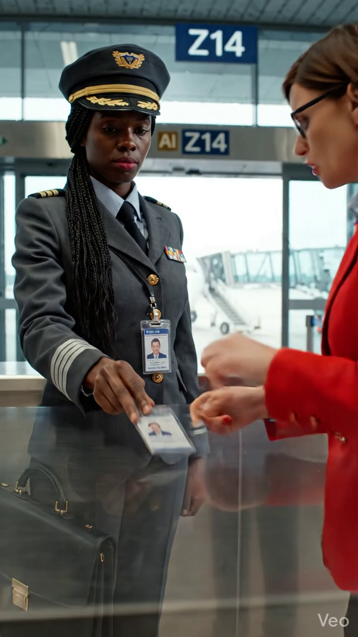 Une capitaine noire venait d'arriver à la porte Z14 quand le personnel de la compagnie aérienne l'a arrêtée, lui a dit d'attendre dehors, parce que son uniforme avait l'air faux, a ignoré à la fois son permis de FAA et son badge d'employé, jusqu'à ce qu'un appel des opérations retentisse devant la foule.