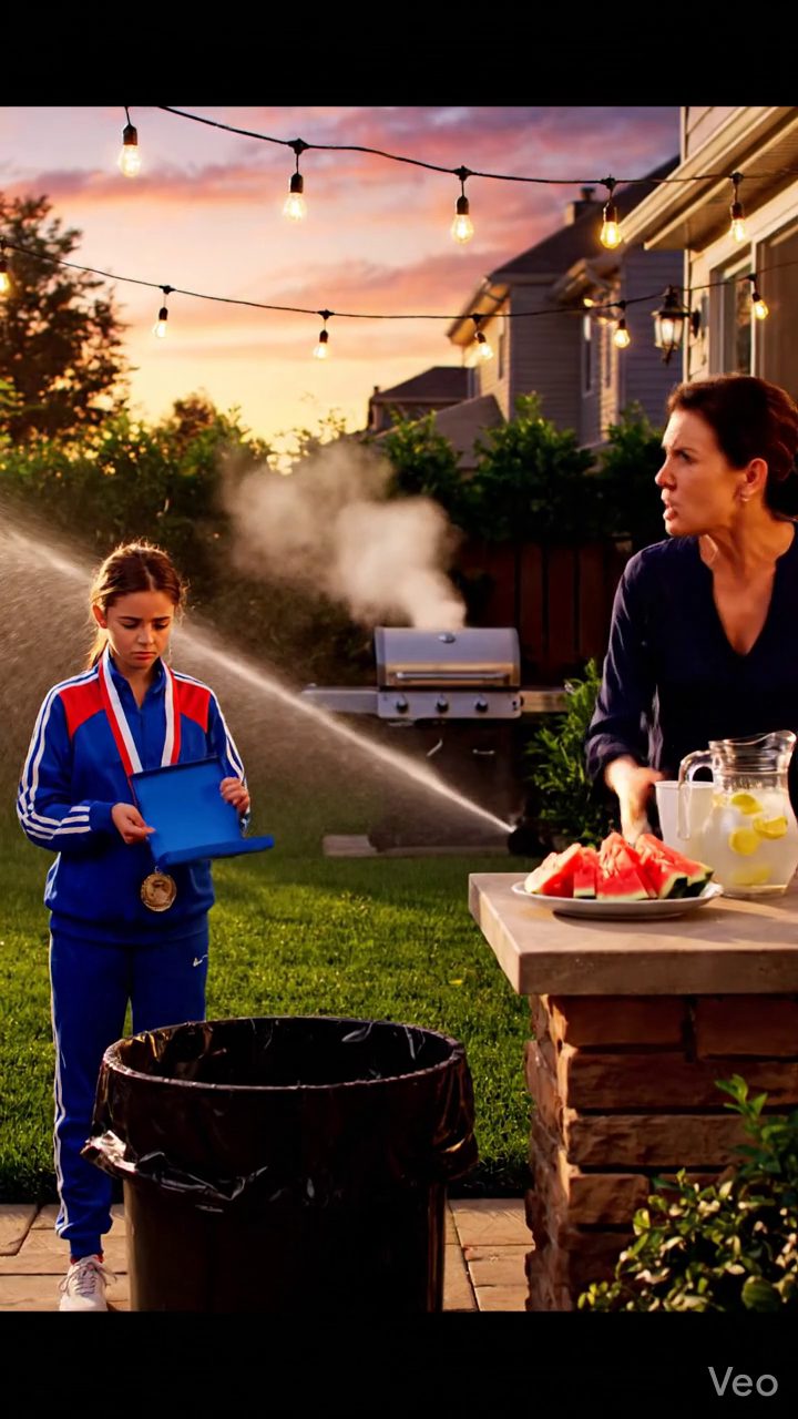 À un barbecue familial, ma belle-sœur a jeté toutes mes médailles de 12 ans dans la poubelle de la cuisine parce qu’elle surpassait sa cousine, et quand ma belle-mère a dit : “Elle a besoin d’être humble,” mon mari est resté calme, puis a passé un appel téléphonique. Nouvelles