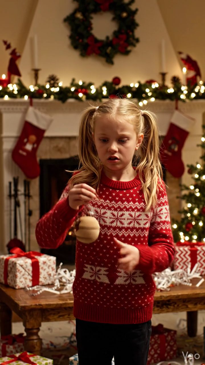 La veille de Noël, Mon frère Fille Tore Ouvrir mon cadeau et agenouillé, 