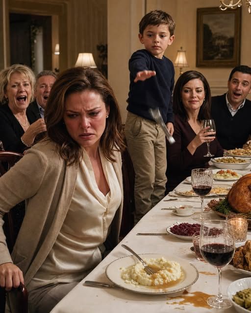 Mon fils de sept ans, ma sœur, m’a jeté une fourchette pour dîner et m’a dit : “Maman dit que tu es l’aide engagée, alors que toute la table riait, alors je suis parti avant le dessert, j’ai ouvert le dossier marqué “Jessica Property” et j’ai appelé les 298 000 $ restants sur la maison qu’elle pensait être la sienne.