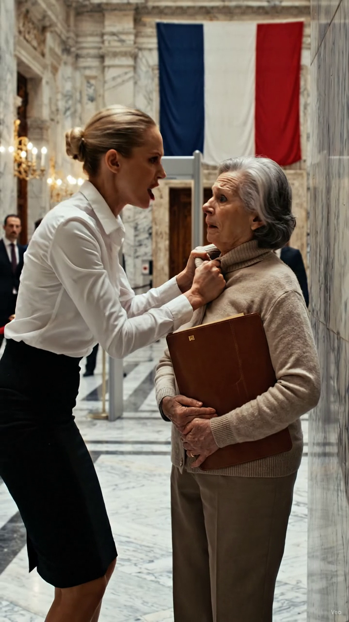 Ma belle-fille m’a poussé dans le mur du palais de justice et m’a appelé ‘une vieille femme sale’ devant des greffiers, des avocats et mon propre fils. David se tenait à trois pieds dans son costume gris et ne disait rien. Elle pensait que je les embarrassais jusqu’à ce que l’huissier appelle l’affaire, et Clara a finalement remarqué le dossier scellé sous mon bras.