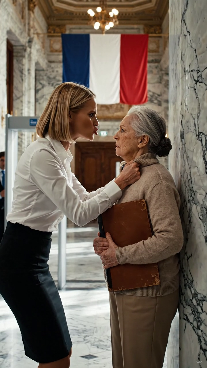 Ma belle-fille m’a poussé dans le mur du palais de justice et m’a appelé ‘une vieille femme sale’ devant des greffiers, des avocats et mon propre fils. David se tenait à trois pieds dans son costume gris et ne disait rien. Elle pensait que je les embarrassais jusqu’à ce que l’huissier appelle l’affaire, et Clara a finalement remarqué le dossier scellé sous mon bras.
