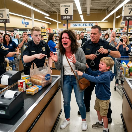 Au Supermarket Checkout, la police m'a entouré et a ouvert mon sac ce qu'ils ont trouvé les a fait tourner Pale, puis mon fils a parlé nouveau jour