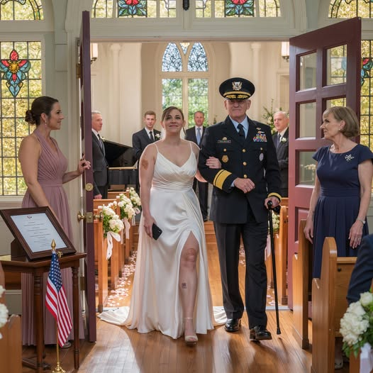 Quinze minutes avant mon mariage, mon père a texturé, Je ne vous marche pas dans l’allée de cette robe, et ma mère a dit que je les embrasais mais quand les portes de la chapelle ont ouvert et ils ont vu le vieux soldat à côté de moi, Mon père visage tourné blanc