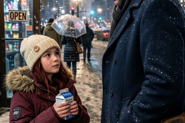 “Pourriez-vous m’aider à acheter du lait ? Juste une boîte. Je vous rembourserai un jour. Je le jure.” – Une fille sans abri a demandé du lait à un milliardaire impitoyable par une nuit glaciale – Dix-sept ans plus tard, elle est revenue pour le rembourser d’une manière à laquelle il ne s’était jamais attendu