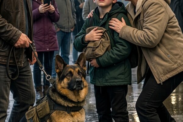 Un agent de recherche et de sauvetage a repéré un signal manuel silencieux d’un garçon dans une gare routière. La femme à côté de lui a essayé de le faire fuir, mais mon chien dressé s’est assis et a refusé de le suivre, et ce qui s’est passé ensuite a incité tout le monde à arrêter de regarder son téléphone.
