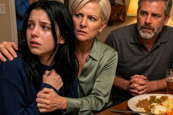 Ma mère m’a forcé à appeler son nouveau petit ami « papa » lors d’un dîner de famille tendu – « Dis-le simplement », a-t-elle murmuré à travers son sourire, mais le coup à la porte quelques secondes plus tard a tout changé